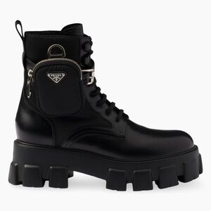 Prada Black Leather Moto Boots